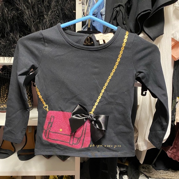 Kate Spade, Girl Toddler Size 2, Long Sleeve Shirt W/ Black Sequined Tuxedo Pant - Picture 3 of 16